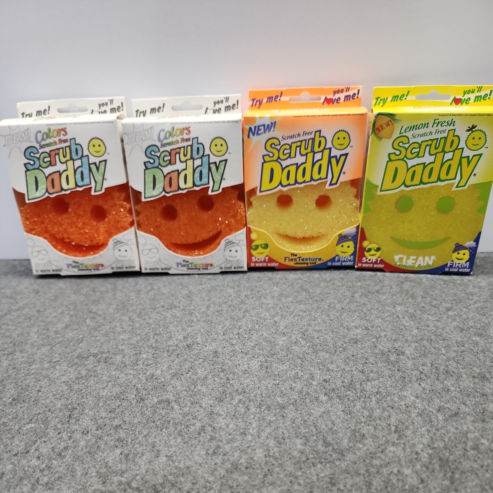 Scrub Daddy Set of 4 FlexTexture Sponge, Yellow Orange and Lemon