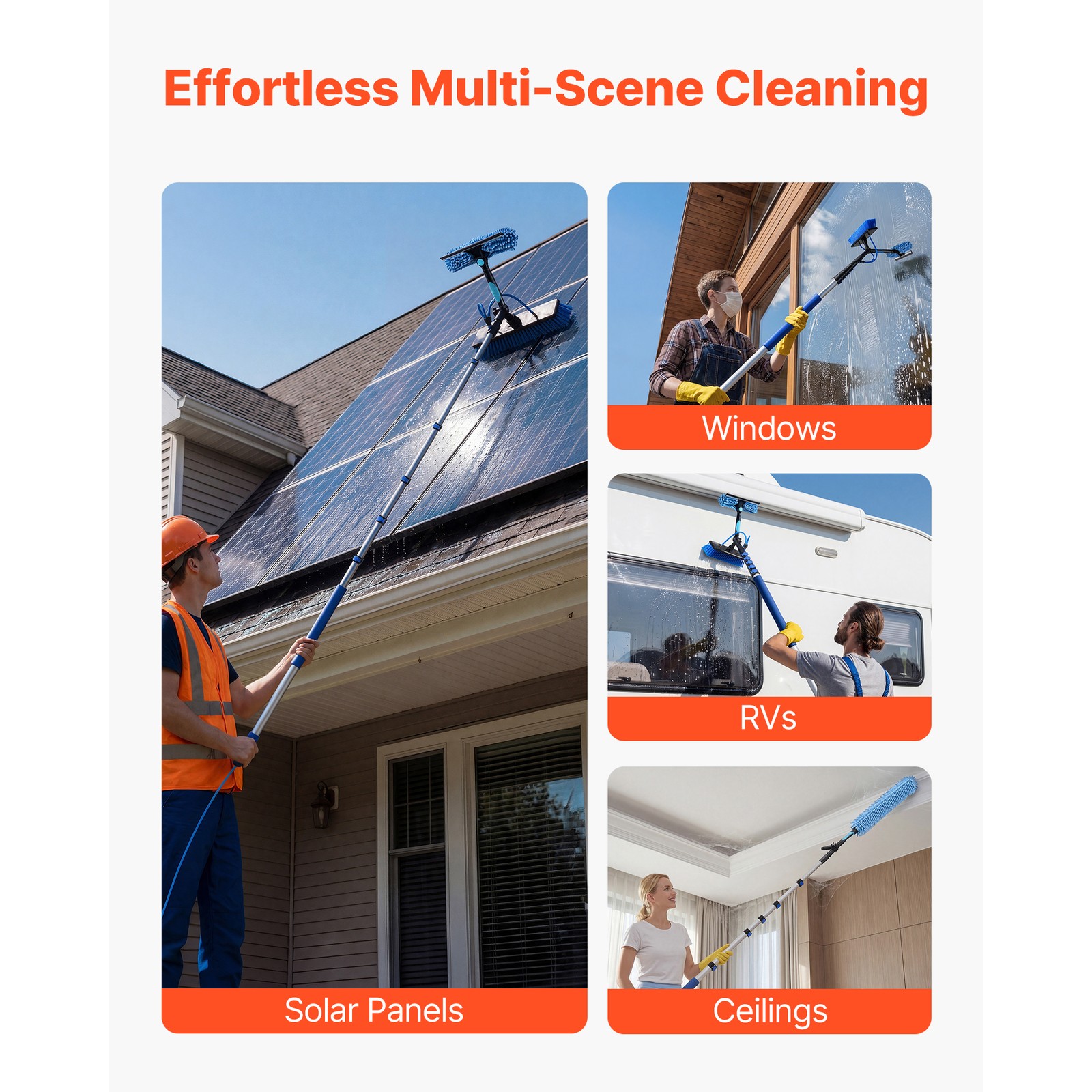 Uimoso Solar Panel Cleaning Kit with 39 ft Water-Fed Pole and Brush System