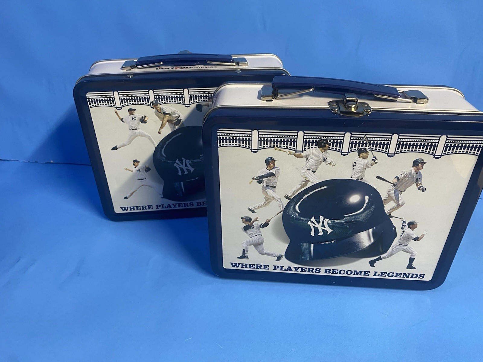 2 VINTAGE NEW YORK YANKEES STADIUM GIVEAWAY LUNCH BOXES - VERIZON WIRELESS