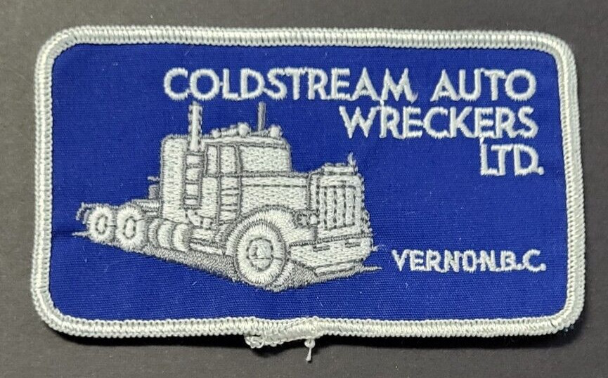 Coldstream Auto Wreckers Ltd Patch 2.5"X4.5" Truck Parts Vernon BC Canada Blue