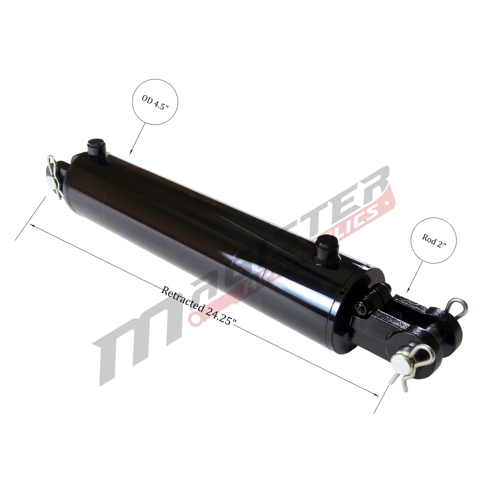Hydraulic Cylinder Welded Double Acting 4" Bore 14" Stroke Clevis End 4x14 NEW