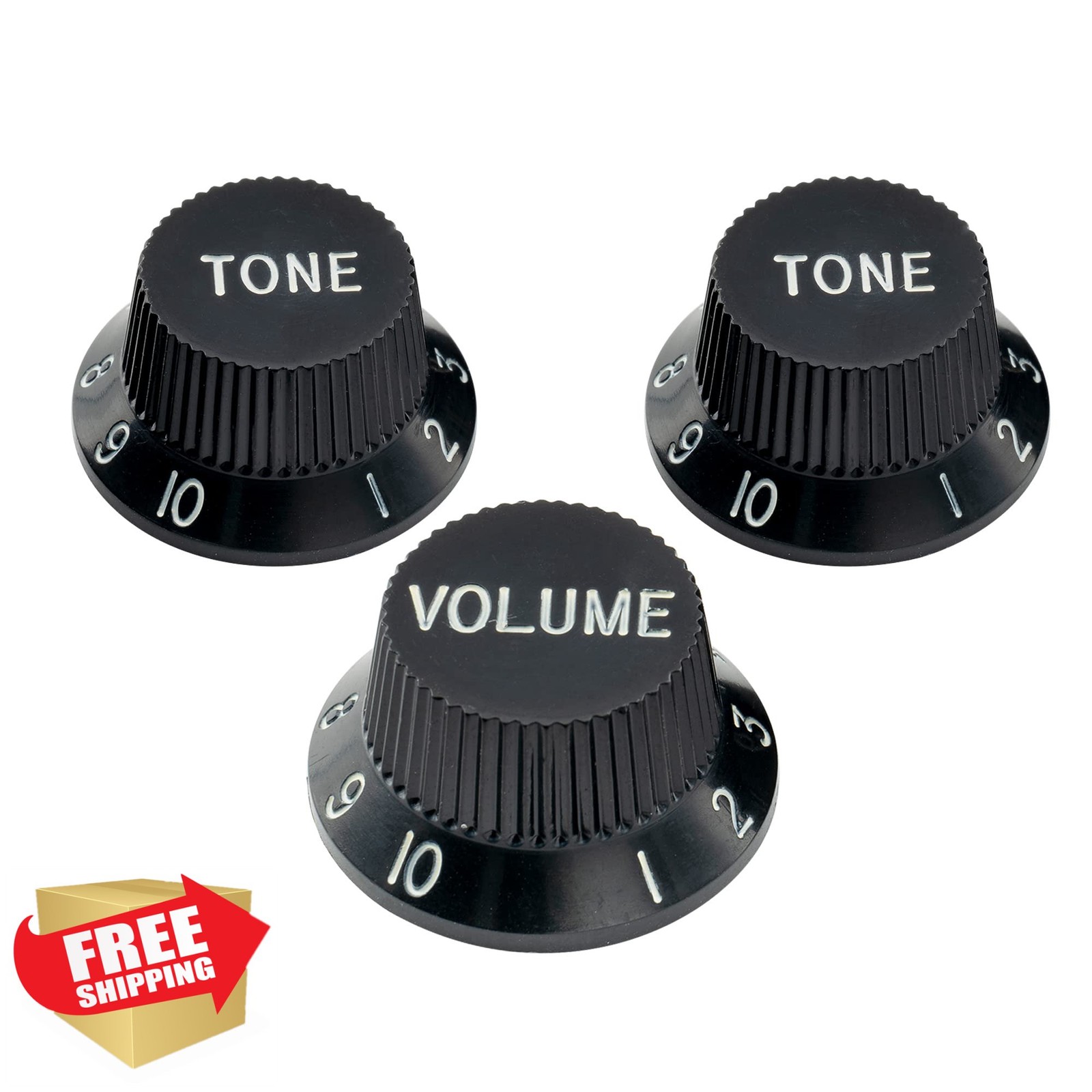 Musiclily Pro Black Strat Style Knobs 1 Vol 2 Tone Asia Import Guitar