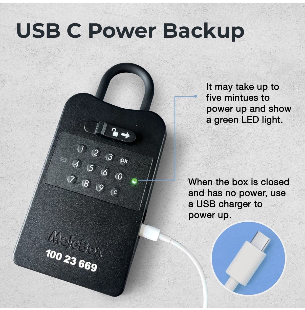 MojoBox, Digital Lockbox, Bluetooth Key iOS/Android App Black