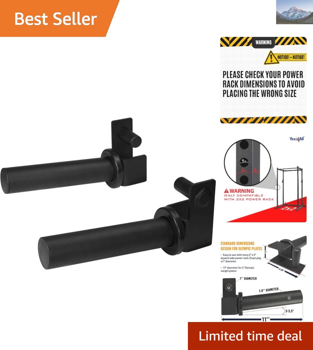 Heavy Duty Weight Plate Holders for 2x2 Power Racks – Max 600 lbs Storage