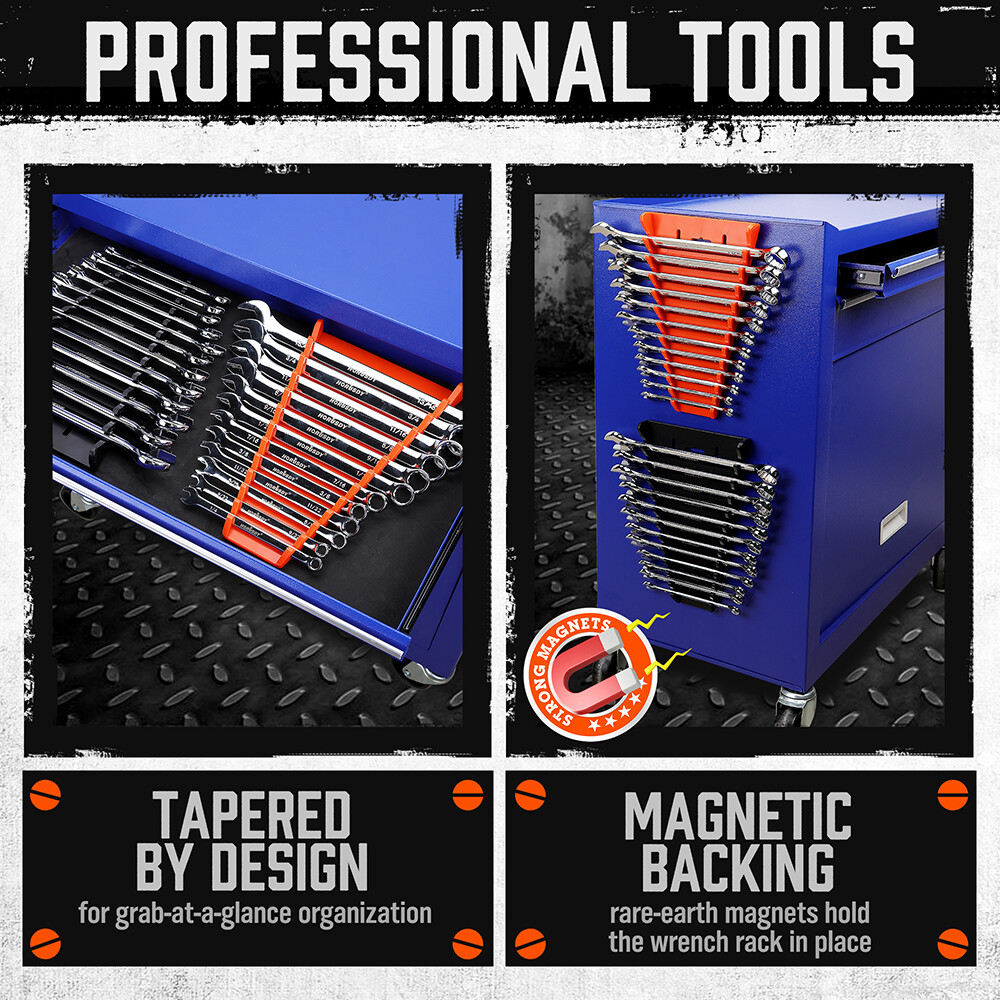 Wrench Organizer Holder 2 Pack Tool Box Storage Sockets Tray Rail Sorter Rack 26