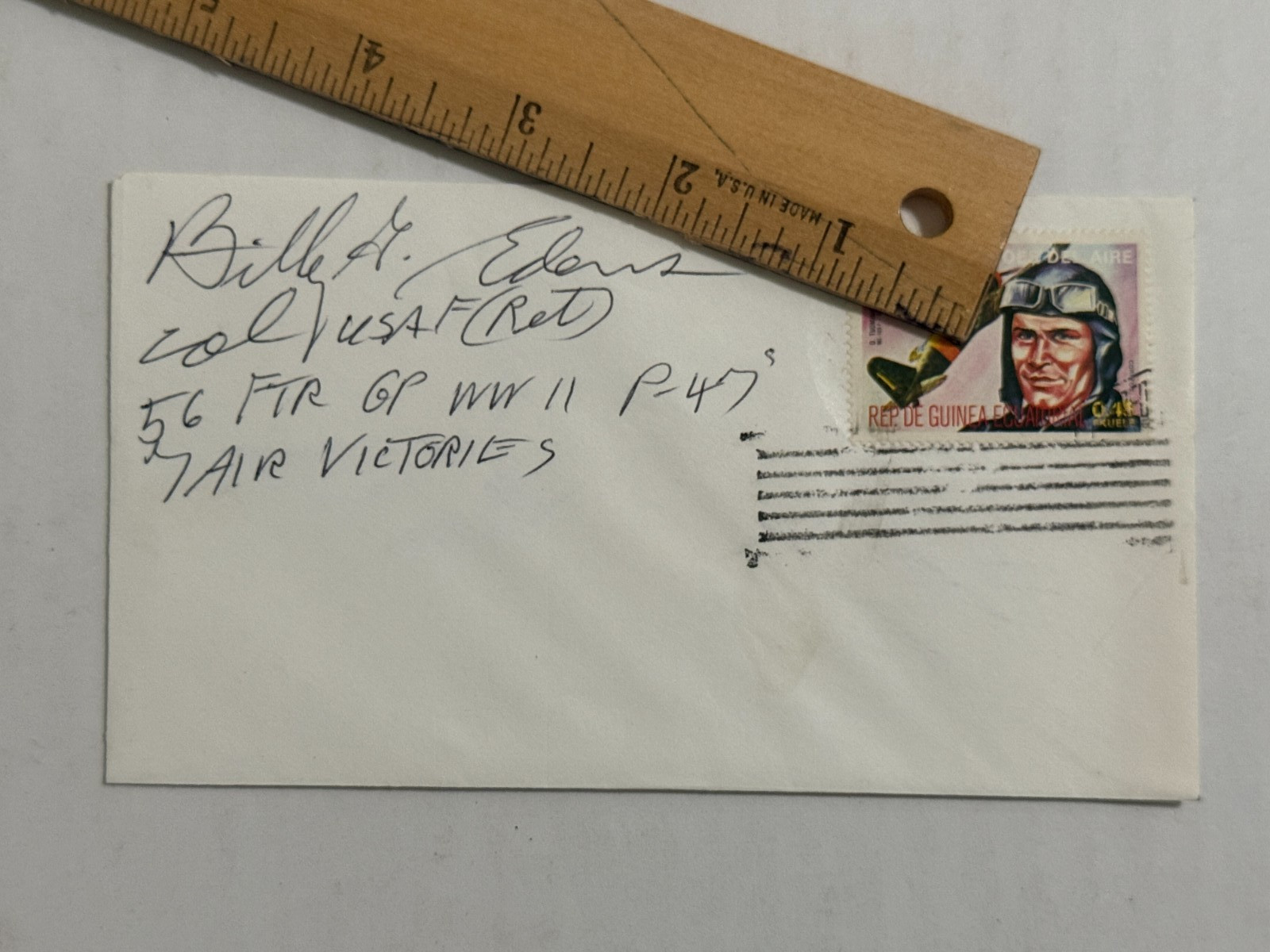 Billy Edens WWII War USAAF Fighter Pilot Ace Signed Autograph Envelope