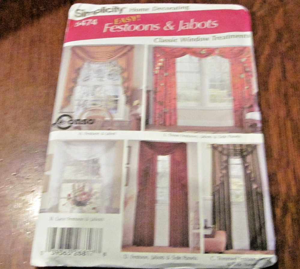 *Simplicity 5474 ONE Size EASY FESTOONS AND JABOTS WINDOW TREATMENTS