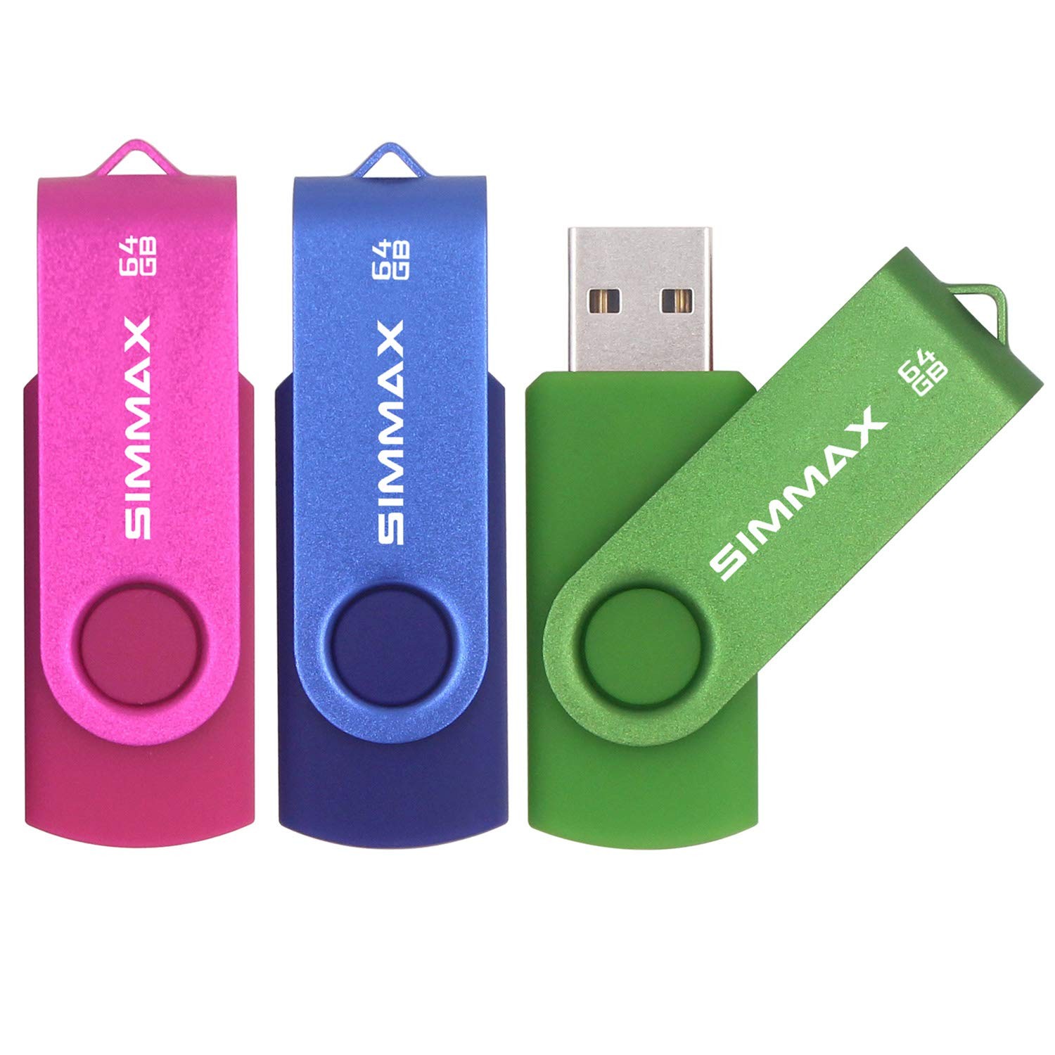 3 Pack 64GB Memory Stick USB 2.0 Flash Drives Swivel Thumb Drive Pen Drive (6...