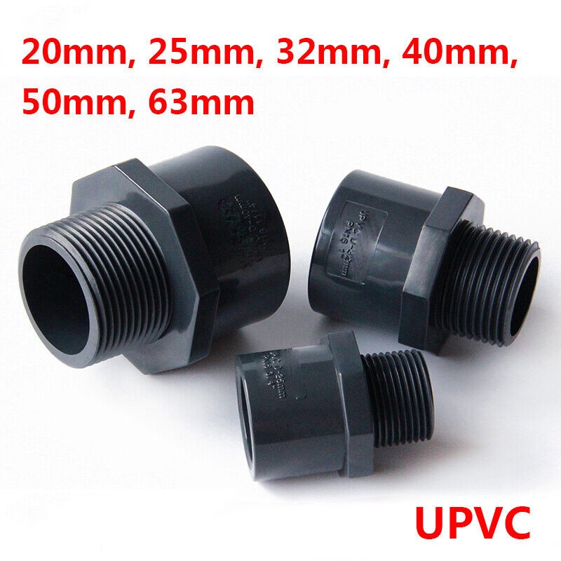 BSP Male Thread UPVC Pipe Fittings Adapter Socket 20mm 25mm 32mm 40mm 50mm 63mm
