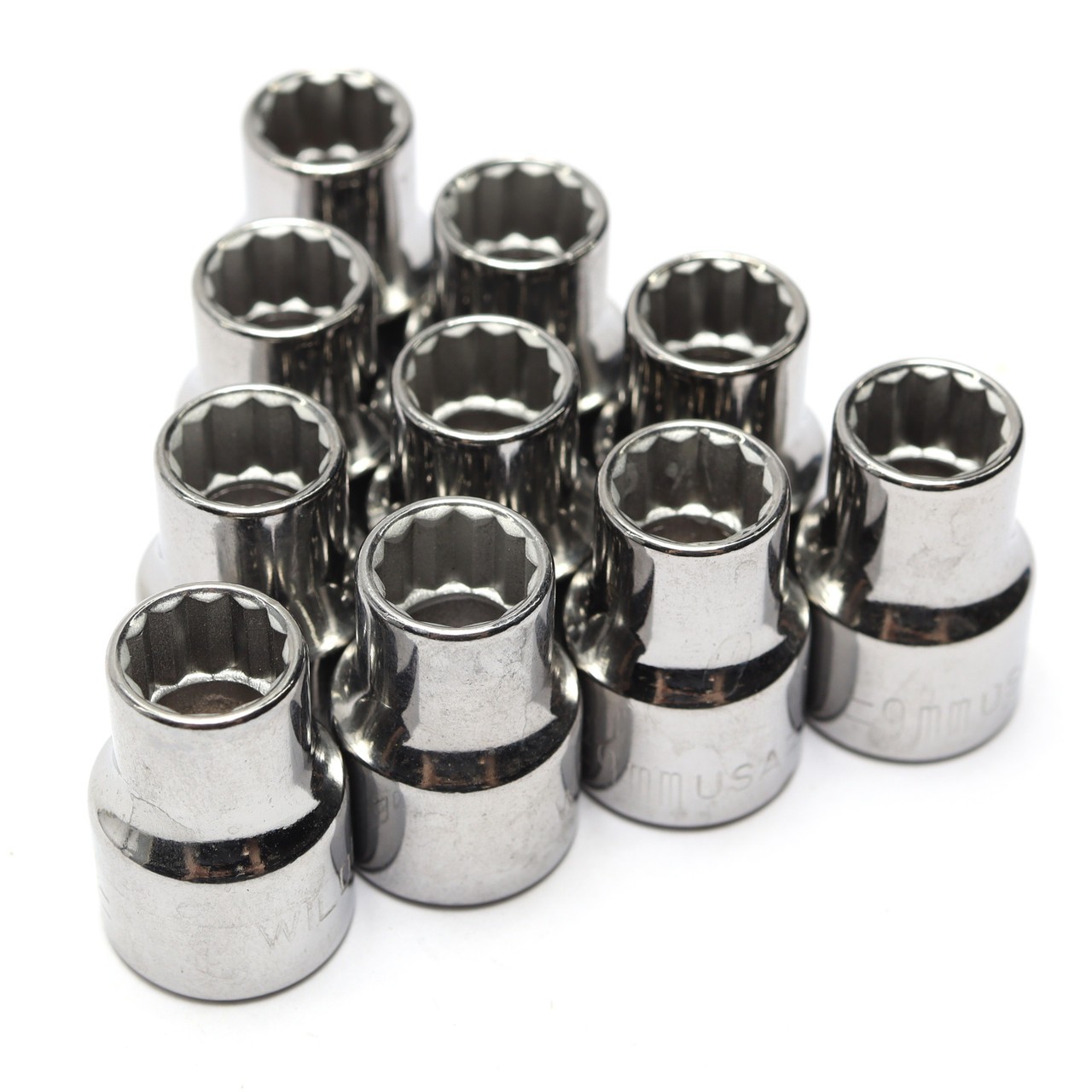 Wilde Tools 55309 9mm x 3/8" Drive 12-Point Shallow Socket, 10 pack