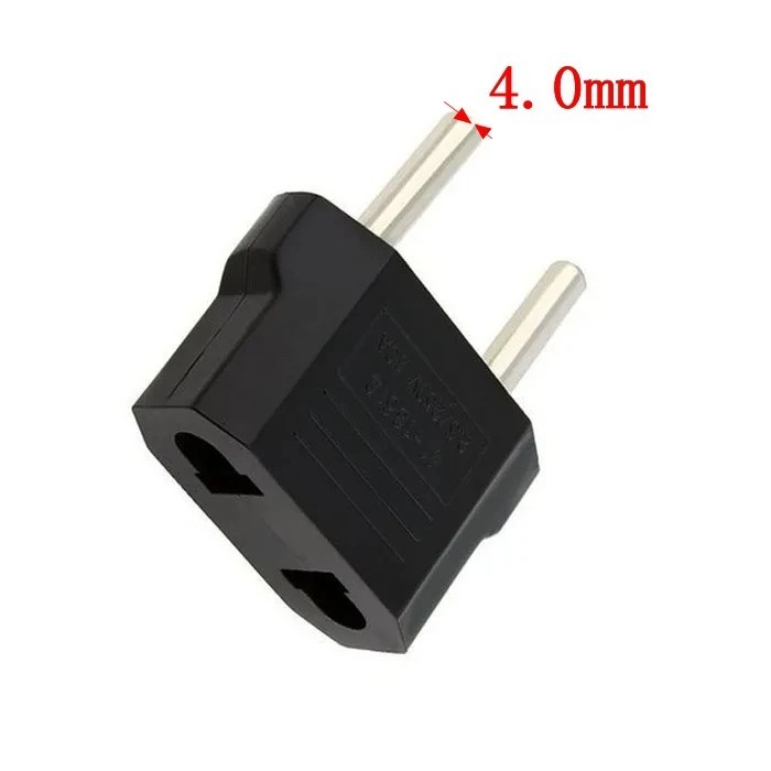 1Pcs EU Plug Adapter 2 Pin to EU 2 Round Pin Plug Socket Input AC 110V-250V 10A