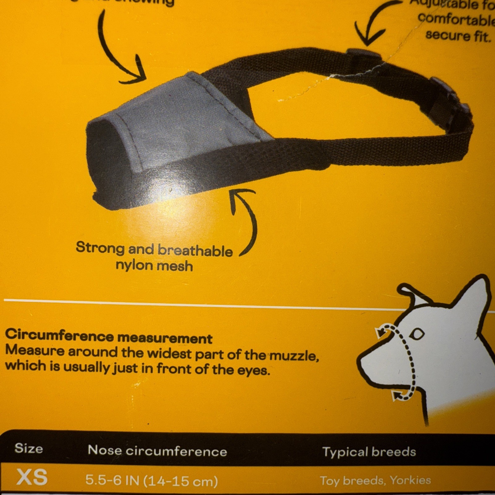 Every Yay XS Adjustable Dog Muzzle with Mesh Breathability Size XS