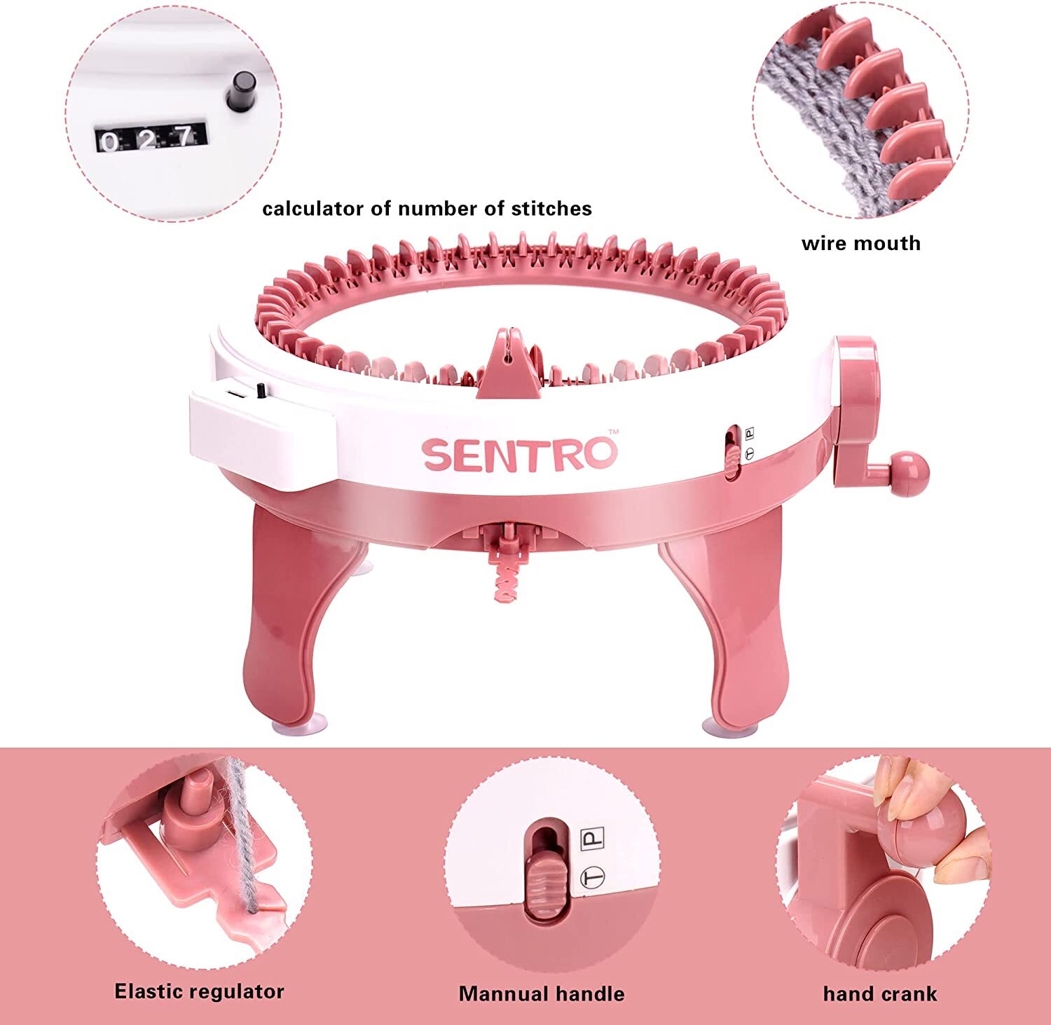 Knitting Machine,Knitting Machine 48 Needles,Smart Circular Loom with Row Counte
