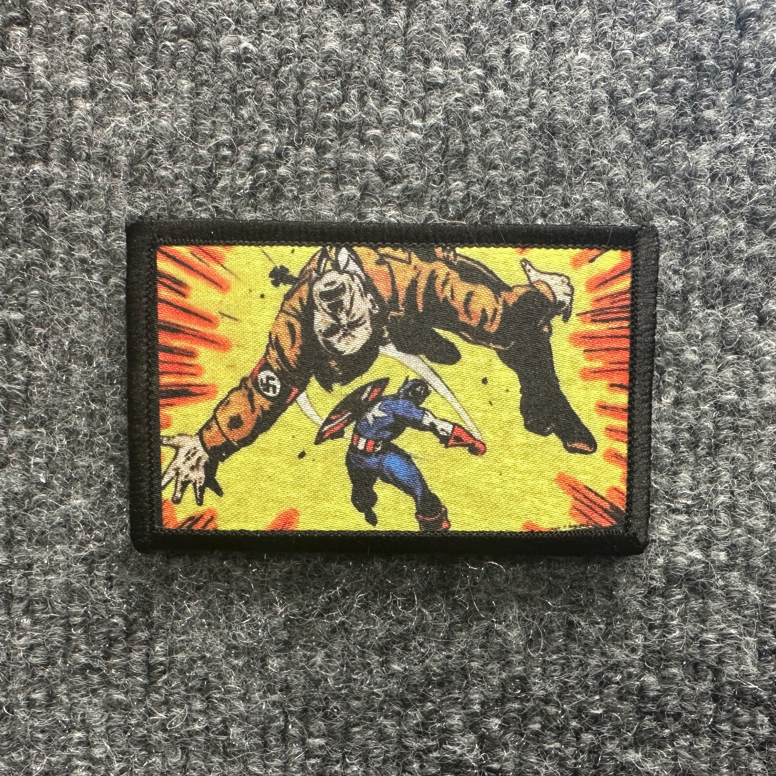 Captain America Morale Patch Hook & Loop Punch Hitler Superhero