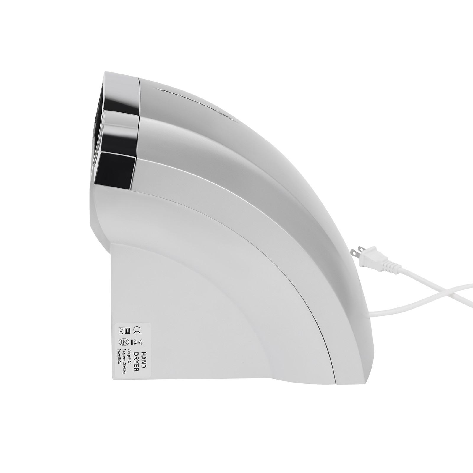 1800W Automatic Electric Hand Dryer Commercial and Household Use Silver 70-75dB