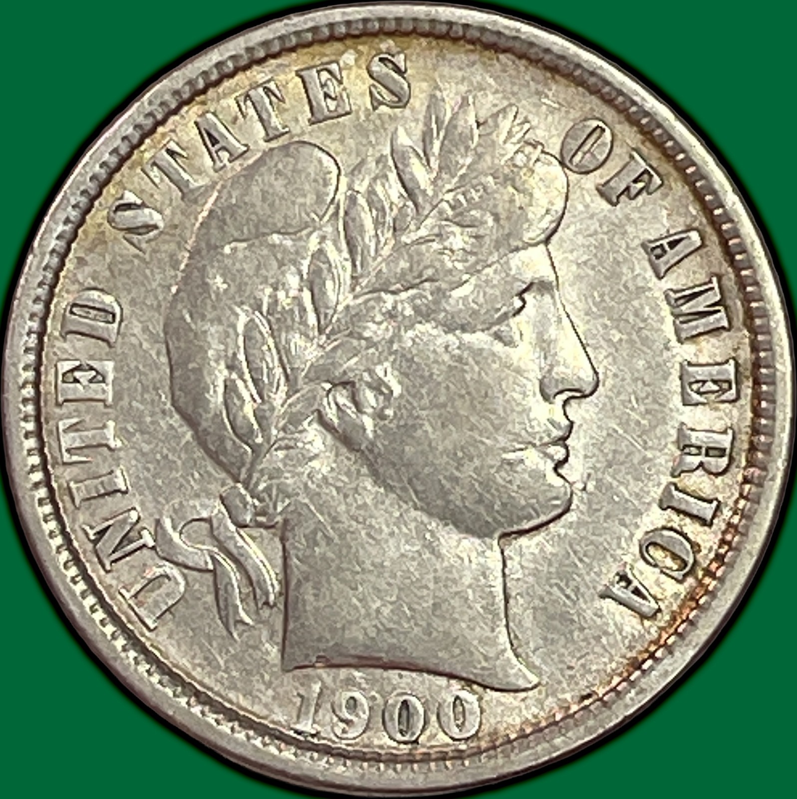 1900 Barber Dime Almost Uncirculated AU Coin #44420