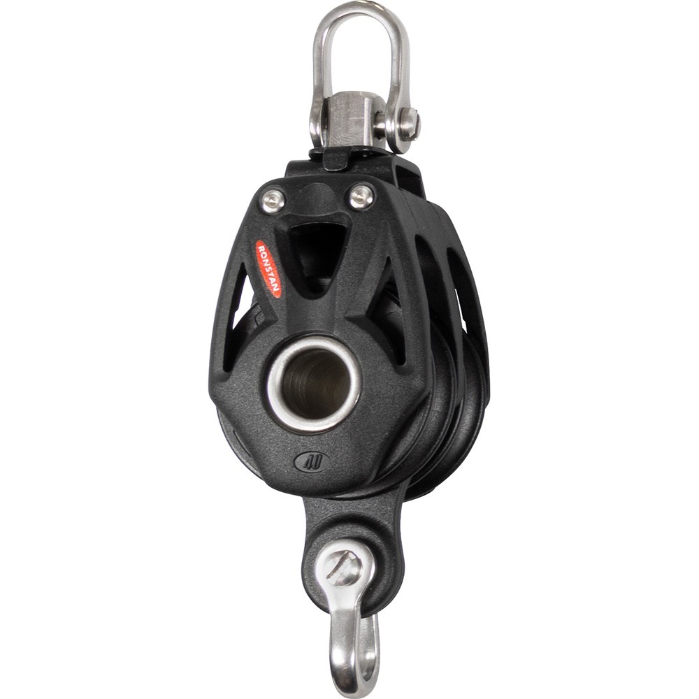 Ronstan RF48210 Series 40 Orbit BB Double Block with Becket & Swivel Shackle