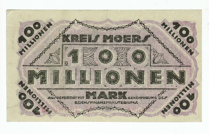GERMANY BANKNOTE 100 MILLION MARK MOERS 1923