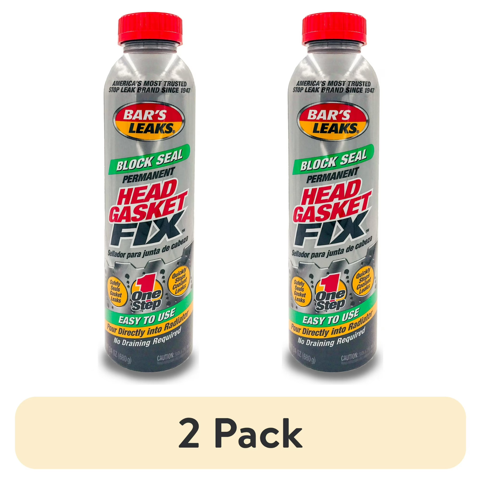 (2 pack) Bar's Leaks Block Seal Head Gasket Fix Automotive Additive 24 oz