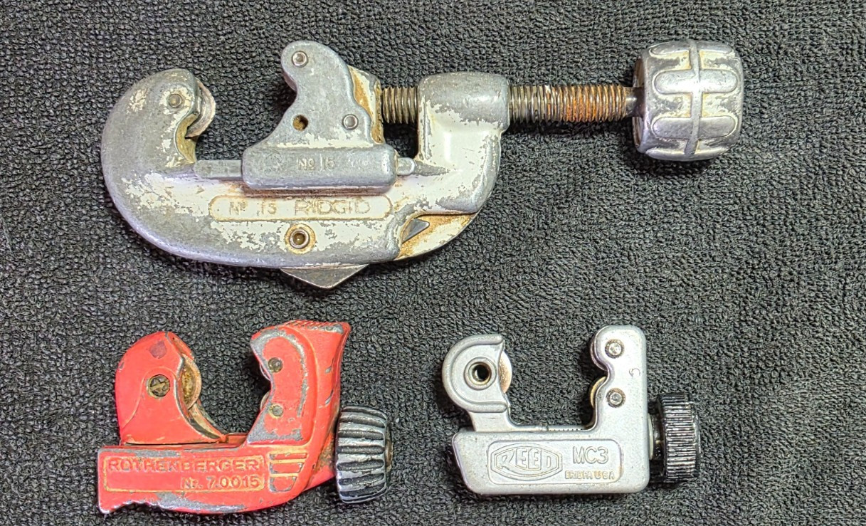 Lot of 3 Ridgid and  Reed and Rothenberger Tubing Cutters