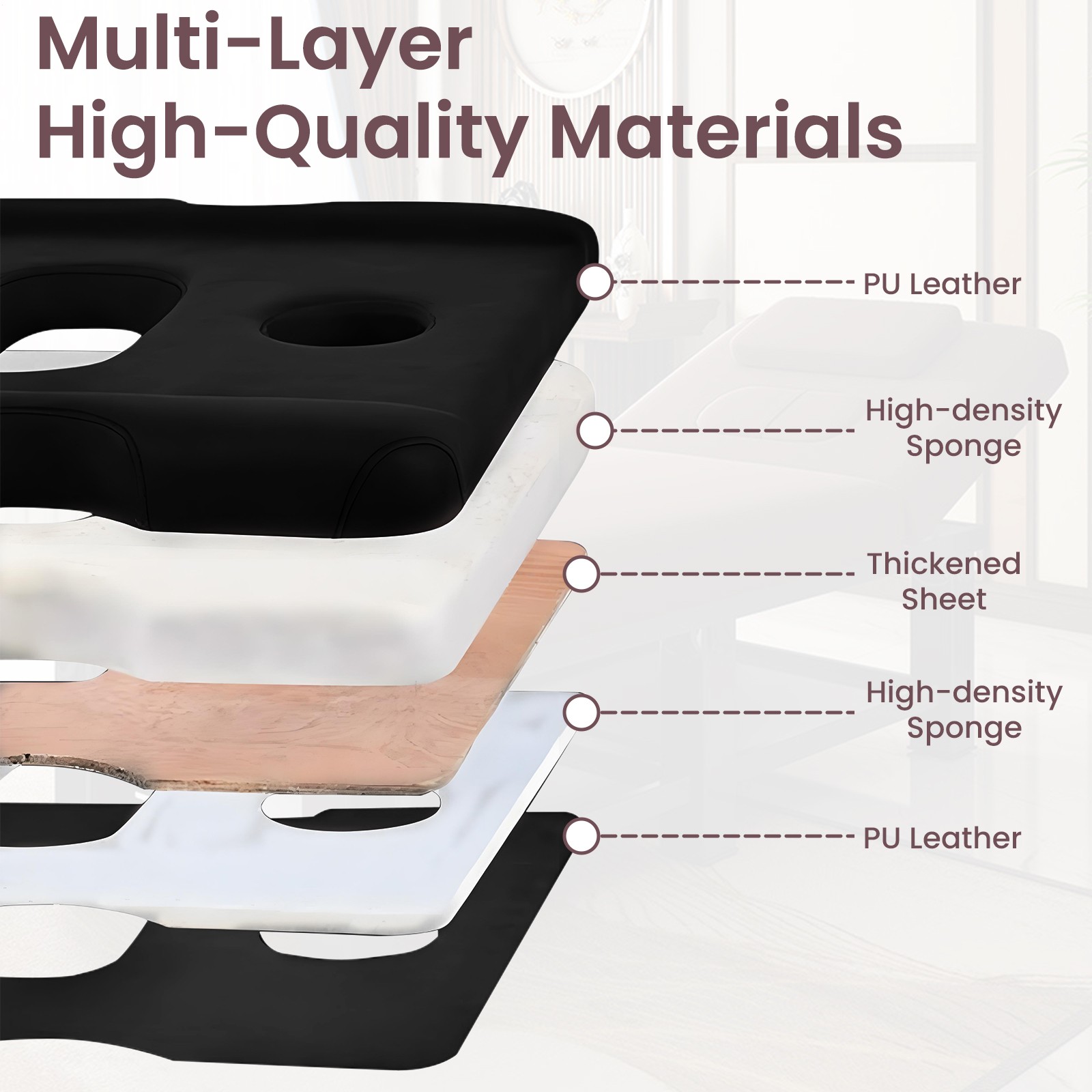 Professional Stationary Massage Table with Headrest