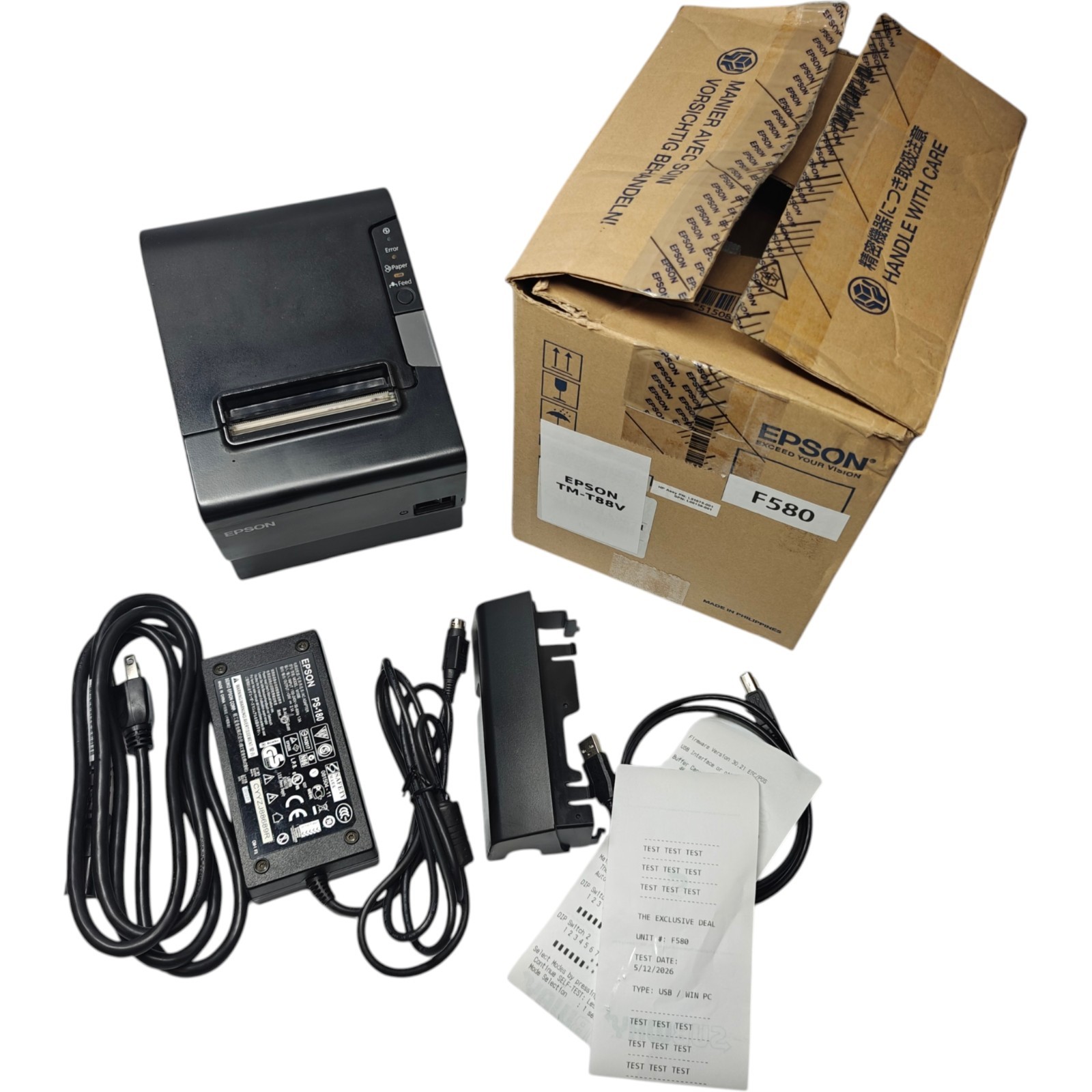 Epson TM-T88V POS Compact Thermal Receipt Printer USB Serial Square - F580