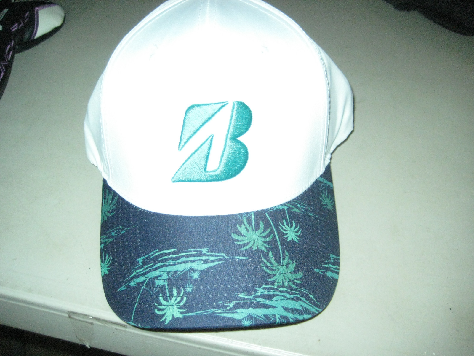 BRAND NEW Bridgestone Hawaiian Print Golf Cap special hat deal Navy with Teal B