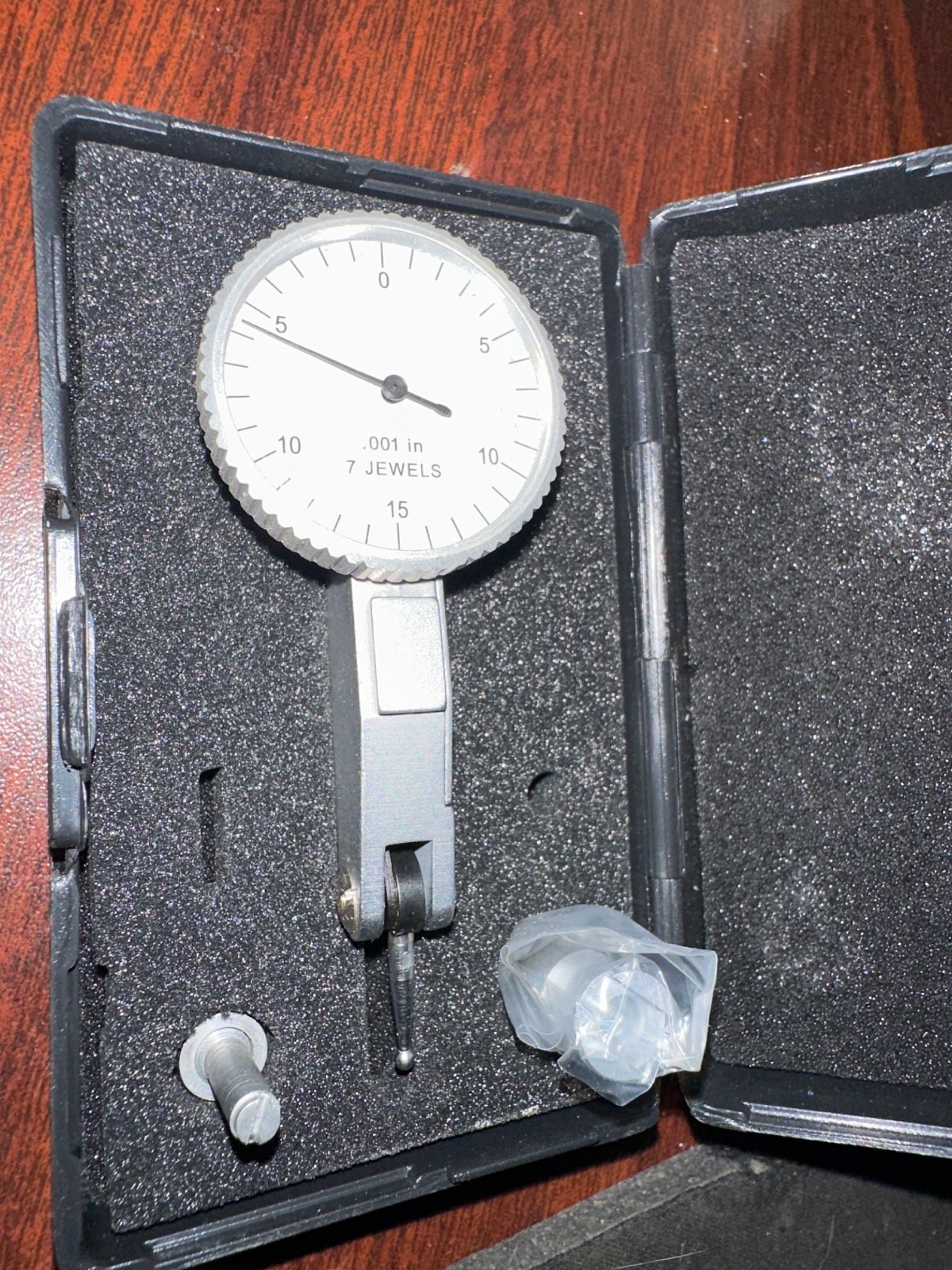 Dial Test Indicator Horizontal Type .03 x .001 Precision Gauge w/ Case