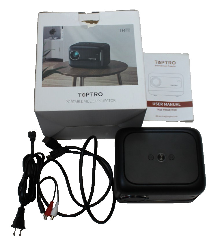 TopTRO TR25 Portable Video Projector Black W/ HDMI, Power, A/V Cables, Manual