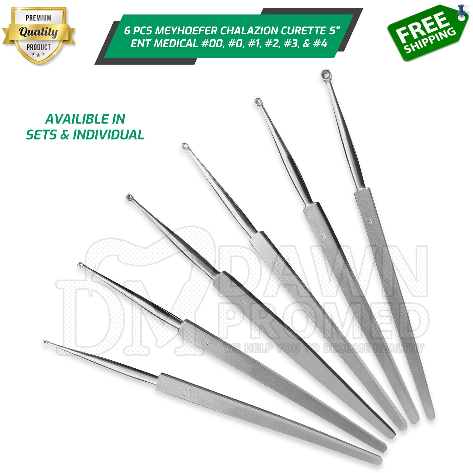Meyhoefer Chalazion Curettes 1mm to 3.5mm Surgical Medical ENT Inst German Grade