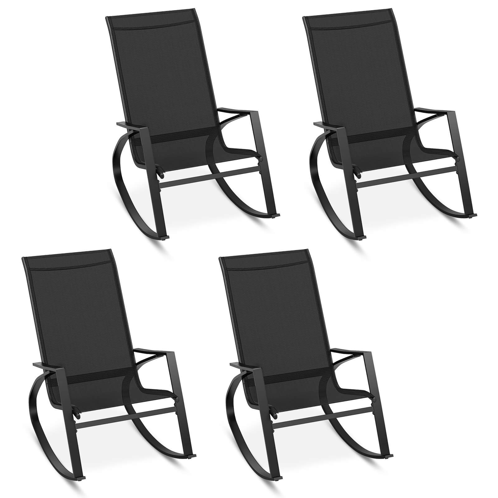 Patio 4 PCS Rocking Chairs w/Ergonomic Backrest Seat Safe Stoppers for Backyard