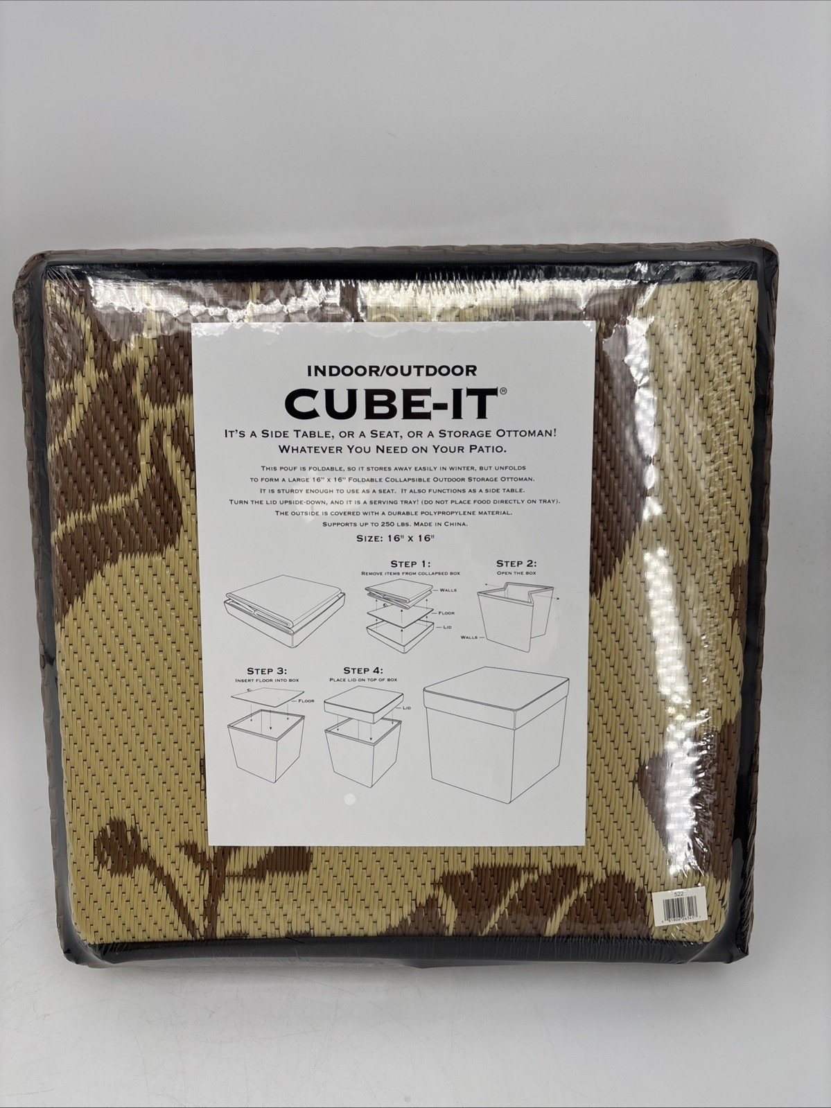 Indoor Outdoor CUBE-IT 16” X 16” Side table, Seat, Storage Ottoman Up To 250lbs