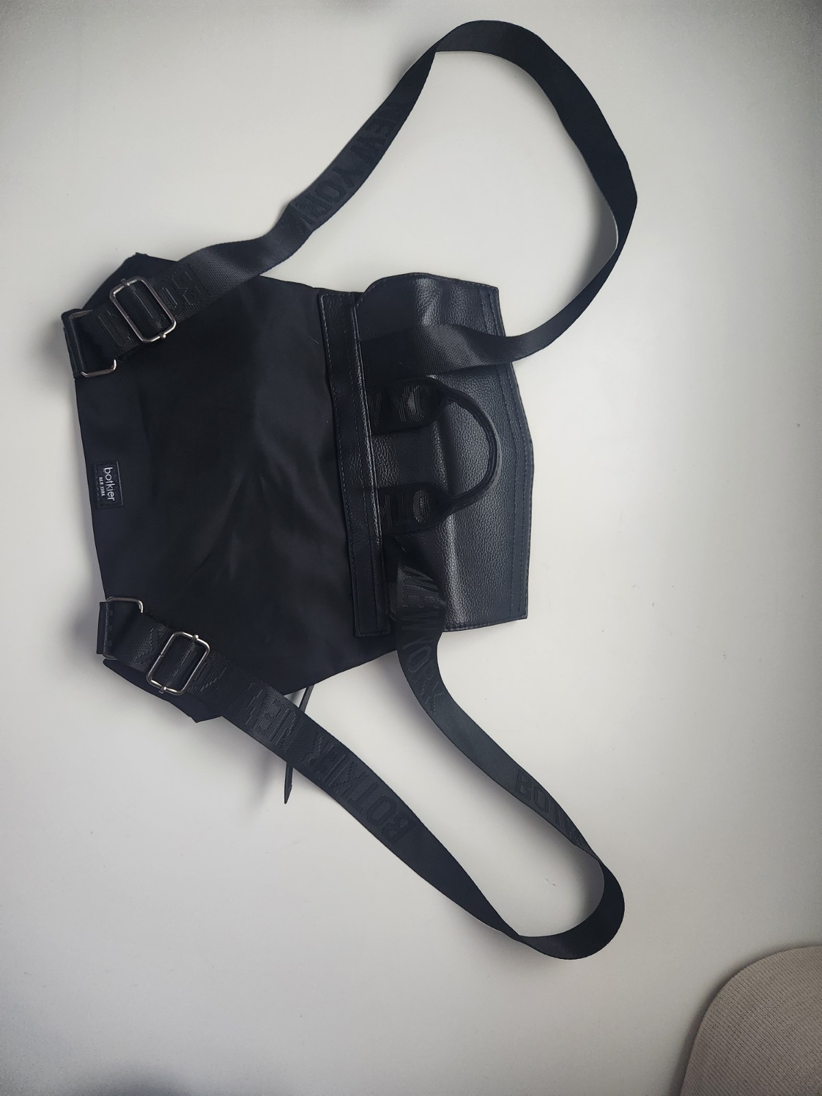 Botkier New York Black Mini Backpack Snap Closure Leather Nylon