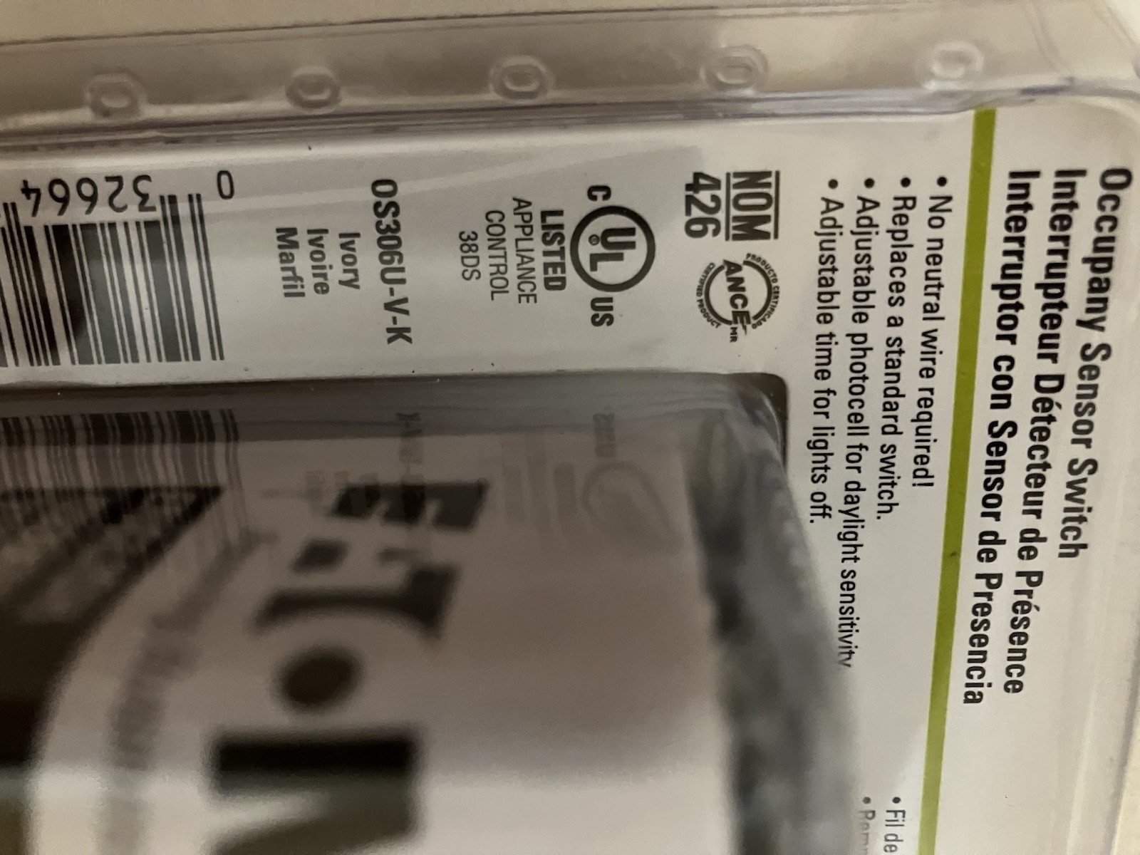 Light Switch Occupancy Sensor Auto Enter On Exit Off Ivory color