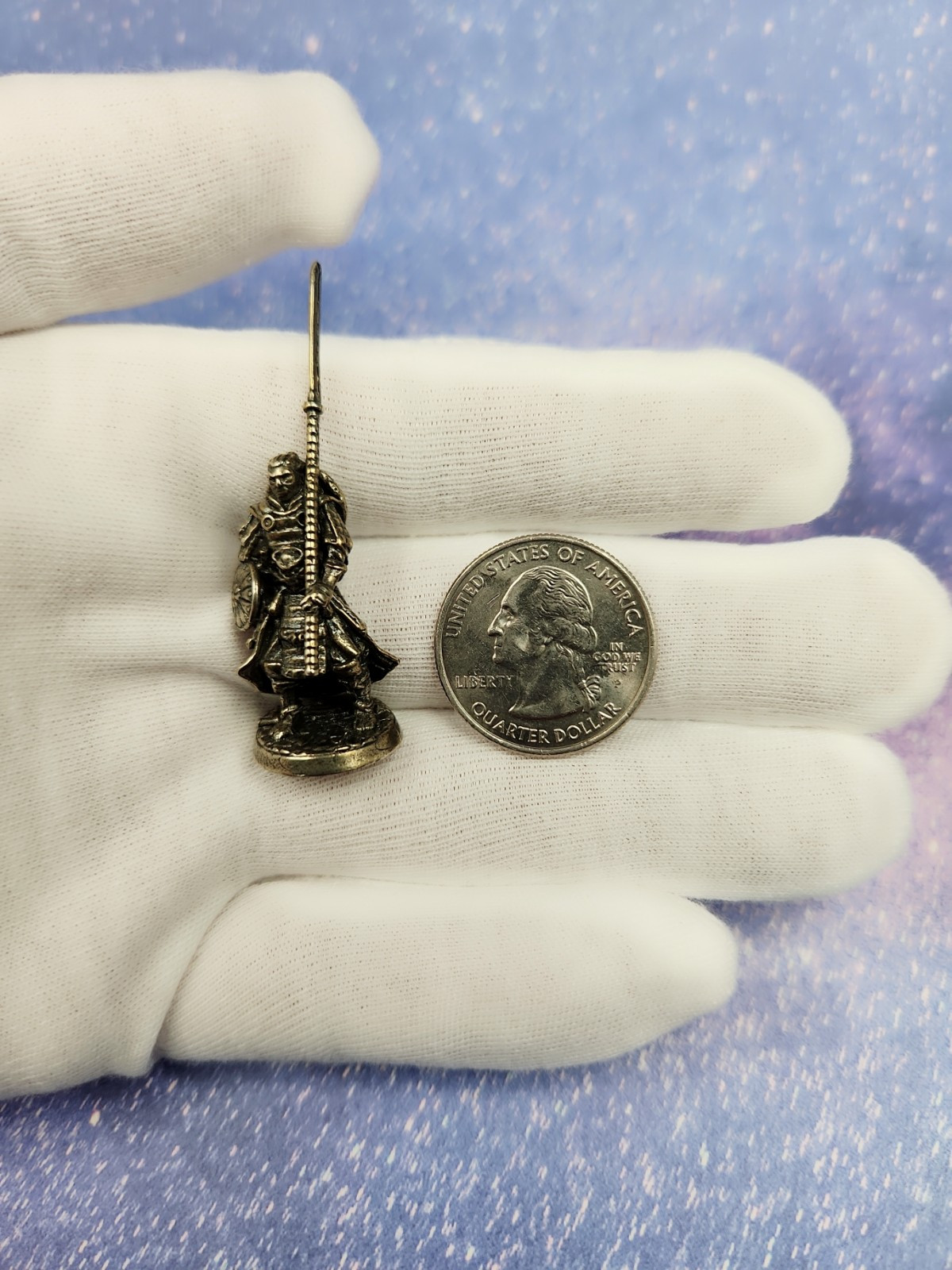 Solid Metal Japanese Samurai Miniature Figure, Total Height 53mm
