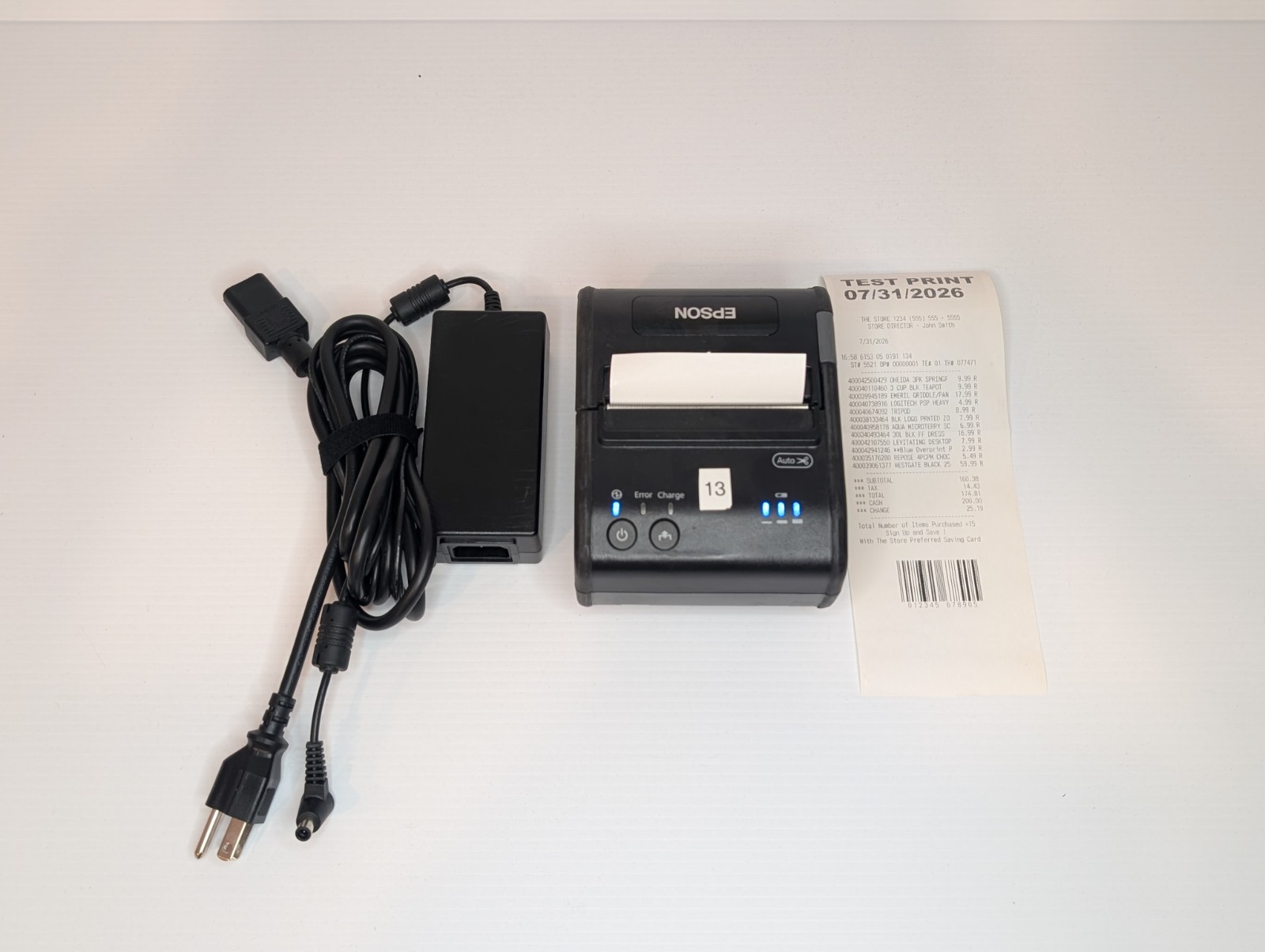 Epson TM-P80 Model M316D BT Thermal Printer w/Power adapter, AC Cord & Battery