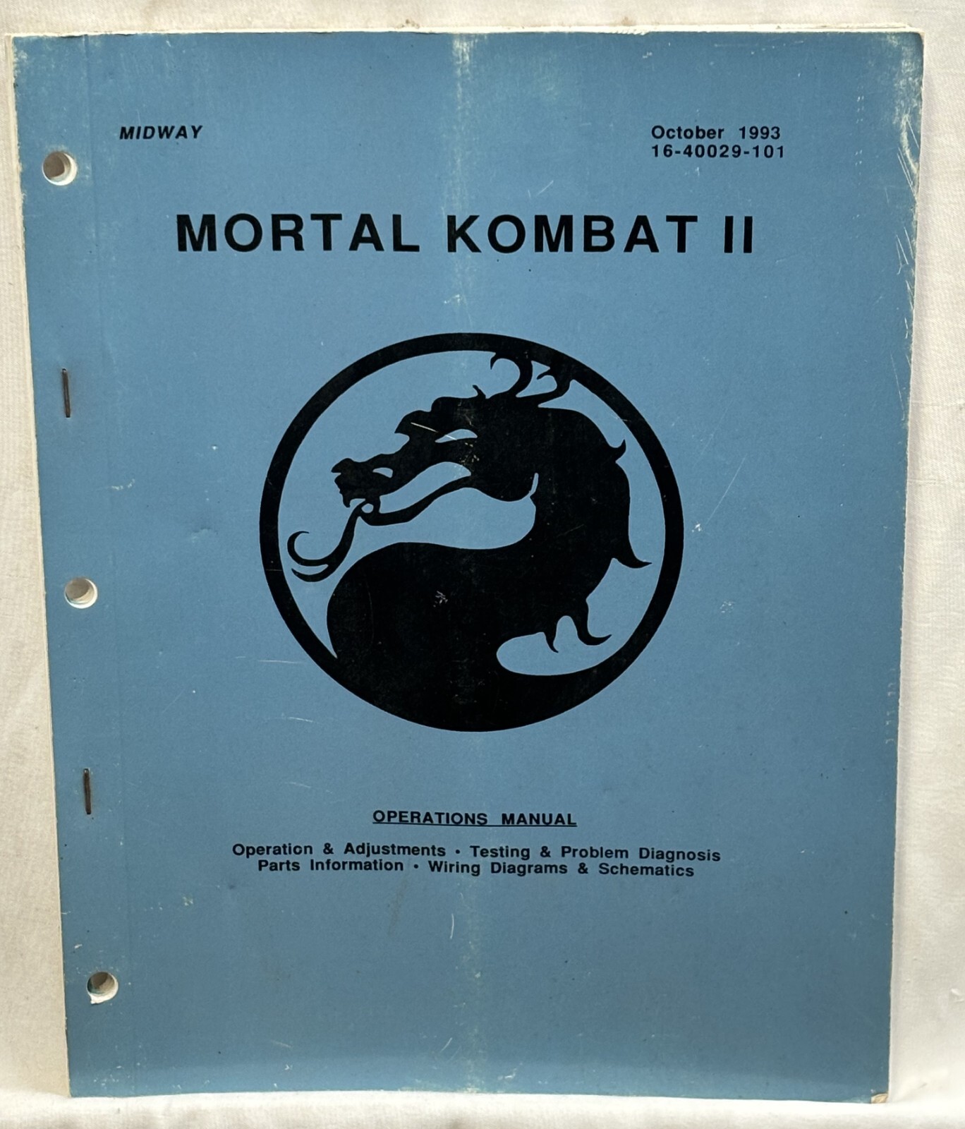 ORIGINAL-MIDWAY-MORTAL KOMBAT II-OPERATIONS MANUAL