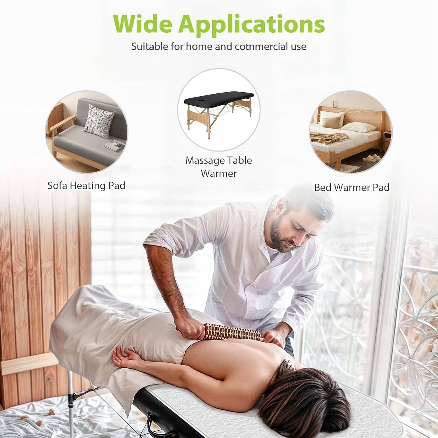 Heated Massage Pad with Face Hole Design - 9 Temp Settings & Safety Features