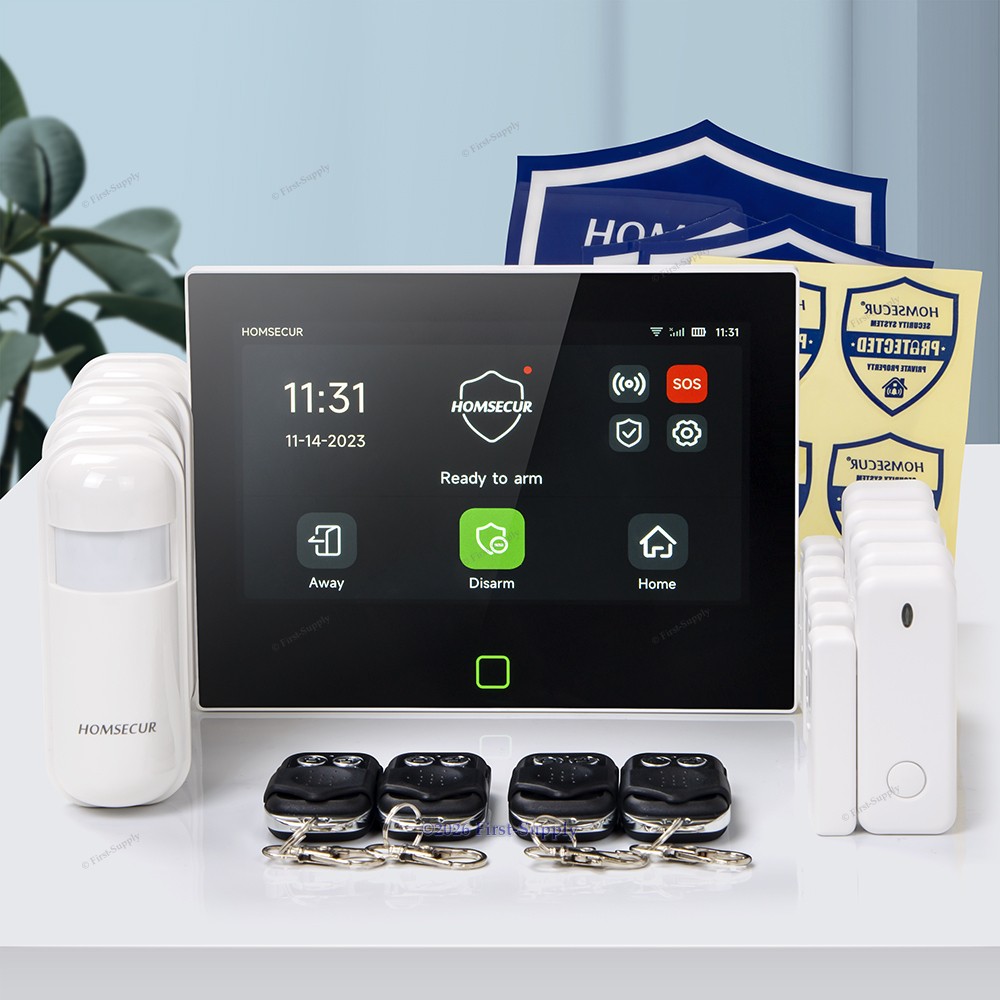 HOMSECUR Wireless WIFI 4G 2G SMS Autodial LCD Home 7" Alarm System Touch Screen