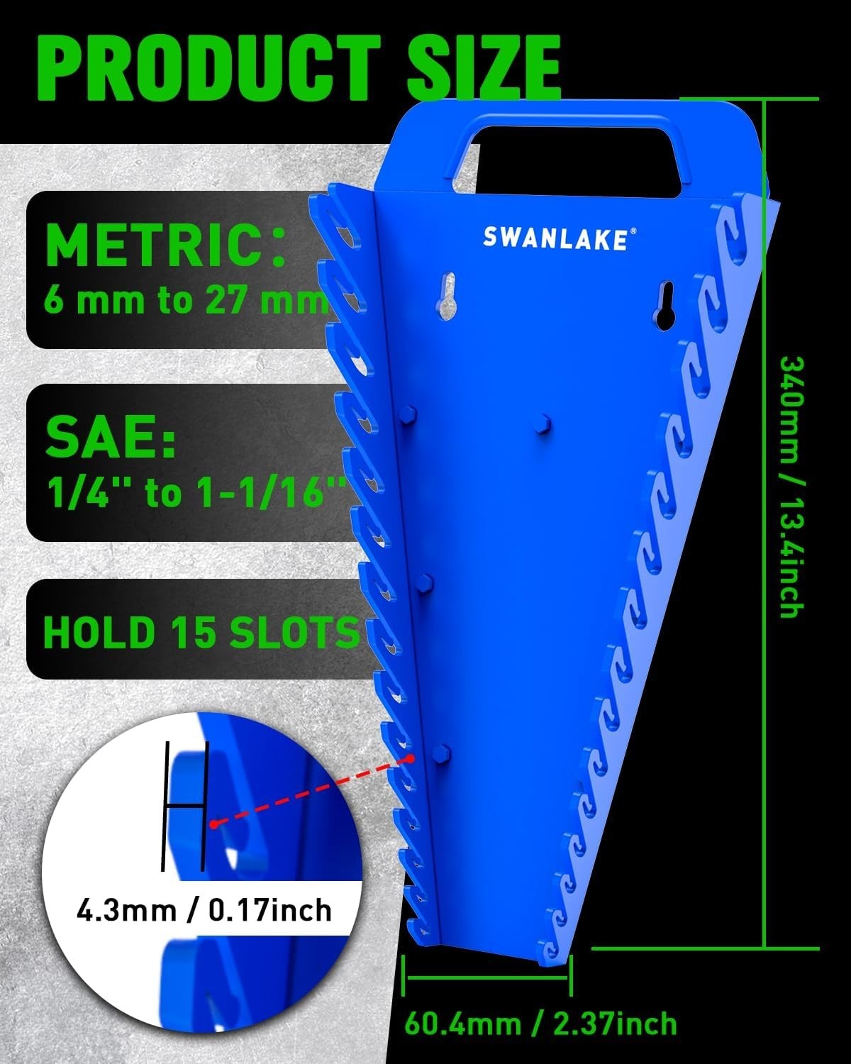 Compact and Color-Coded Wrench Organizer - 2-Pack for 30 Tools - Magnetic