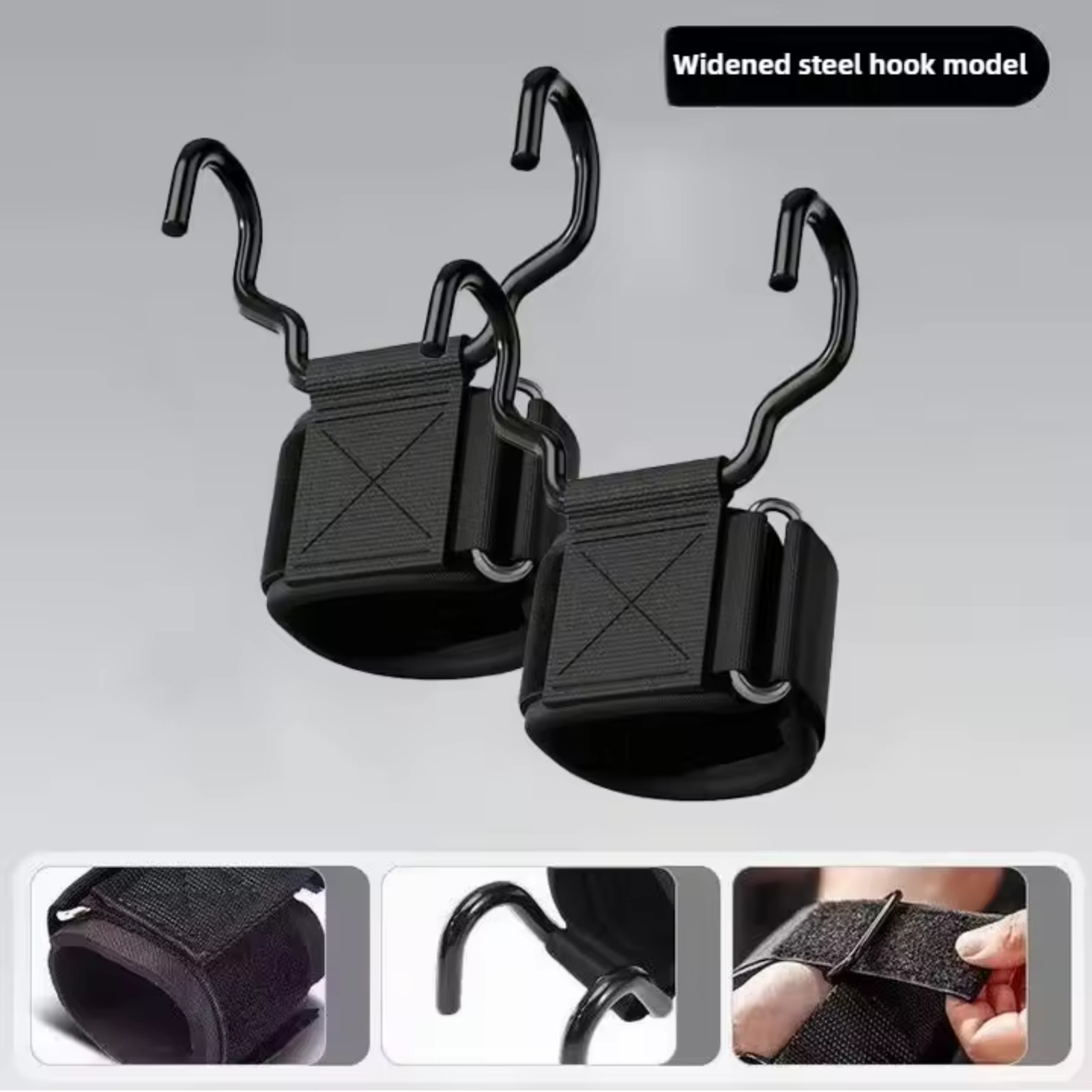 Weight Lifting Hook Grips with Wrist Wraps Hand-bar Wrist Strap Gym Fitness Hook