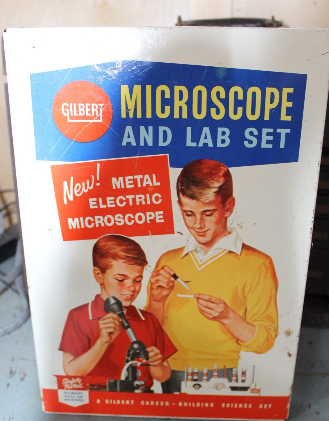 Vintage Gilbert Microscope and Lab Set Metal Case 1960 Kids Toy Science