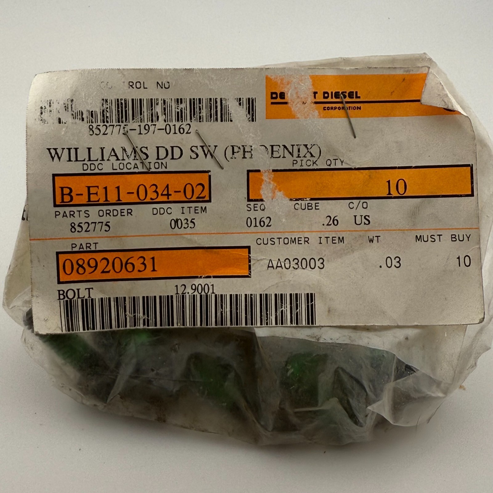 Genuine OEM Detroit Diesel 5/16"-18 X 1" Bolt lot of 10 8920631