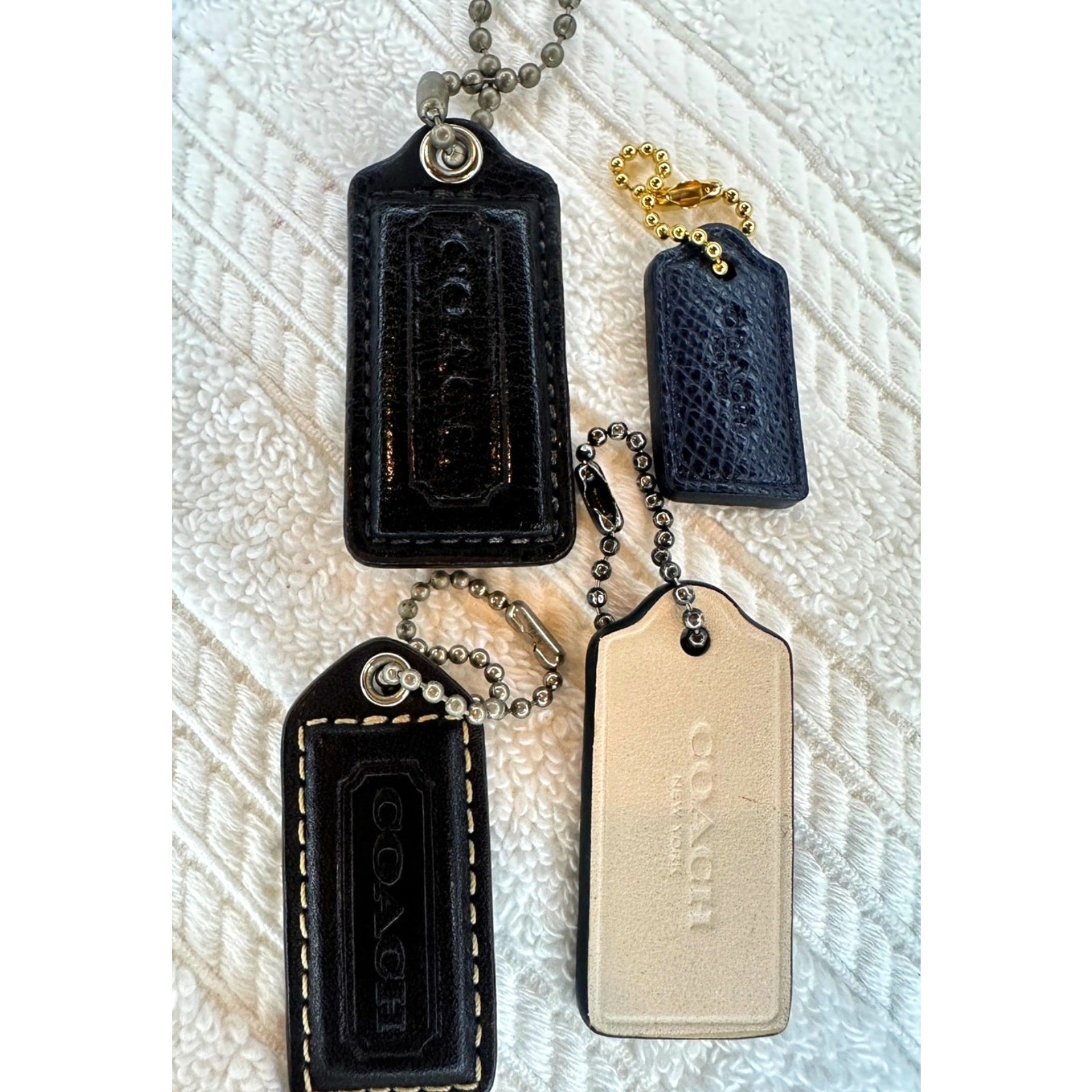 Coach Leather Hangtag Lot of 4 Replacement Bag Tags Black Navy Ivory