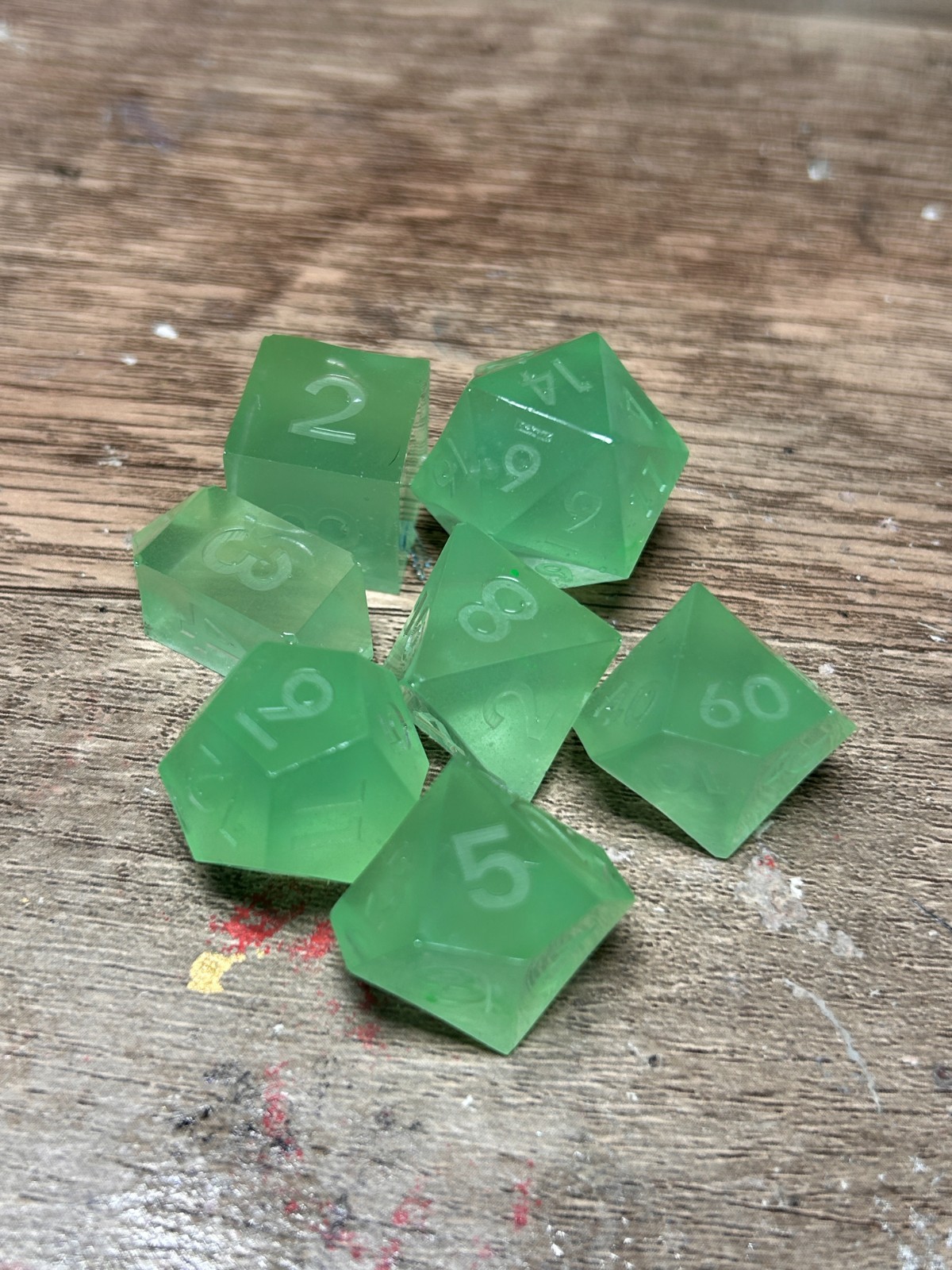 RAW* Dice: Green, Glow In The Dark _ Resin Set  *See Description* D&D