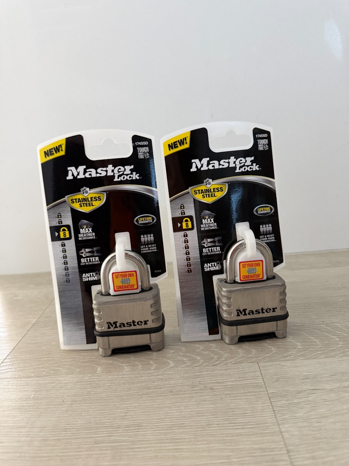Master Lock 174SSD Resettable Combination Padlock Stainless Steel 2-Pack New
