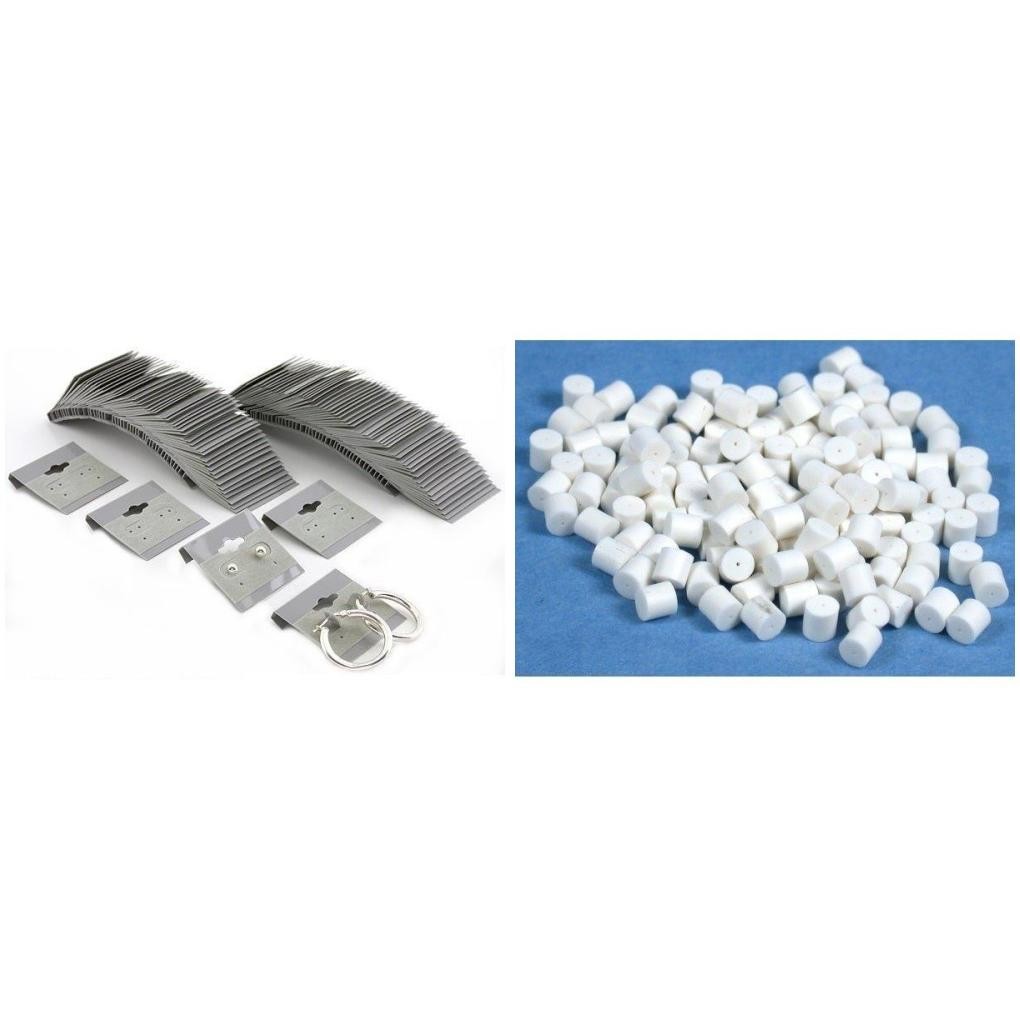 Gray Earring Jewelry Display Cards & Rubber Post Earring Backs Kit 244 Pcs
