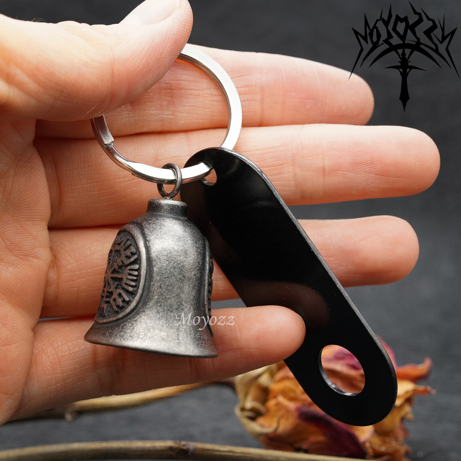 Viking Skull Head 3D Motorcycle Bell with Hanger for Biker & FREE Bell Hanger