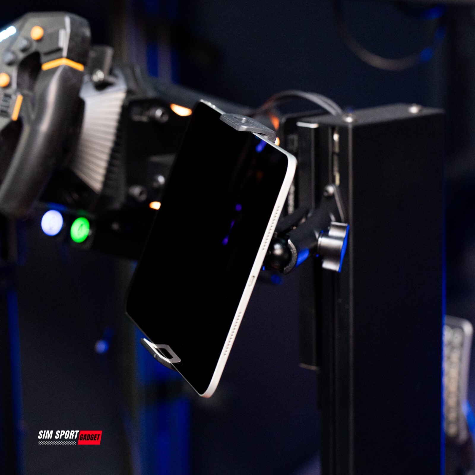 Heavy-Duty Tablet Holder for Sim Rig | Adjustable Swivel Mount | Sim Racing |