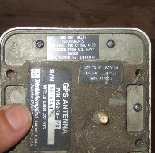 TRIMBLE GPS ANTENNA P/N 16248-20 "US NAVY REQUIREMENTS PLACARD"